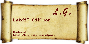 Lakó Gábor névjegykártya